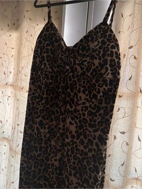 Leopard Print Slip Dress - Brown/Black